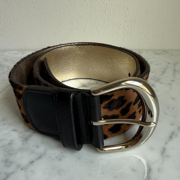 Banana Republic Leopard Print Haircalf Leather Wide Waist Belt - XS Made in USA - Picture 7 of 7